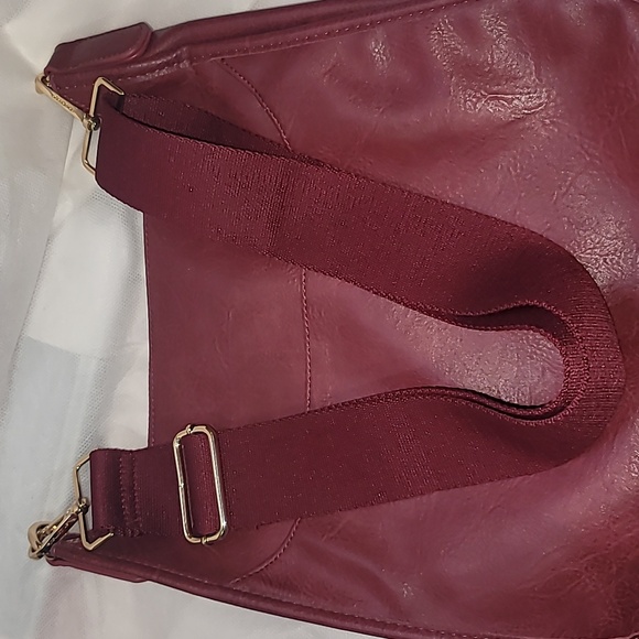 Classic Vegan Leather Messenger by ah•dorned Color Deep Red - Picture 3 of 9